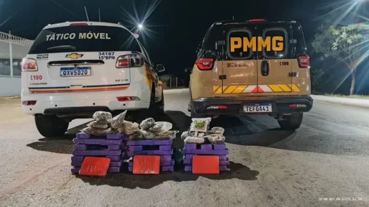 Segundo a PMMG, carro tentou fugir de abordagens na BR-146 e na BR-365 antes de bater em uma árvore.