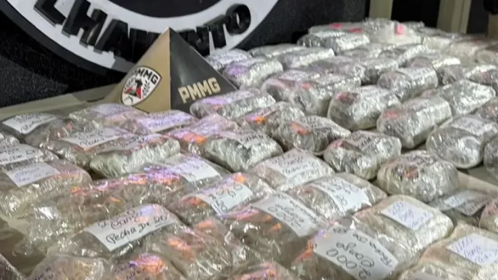 Segundo a PMMG, foram apreendidos pinos de cocaína, comprimidos de ecstasy, pedras de crack e R$ 4.368,00.
